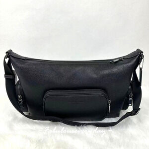 Coach Men's Finn Crossbody Bag With Pockets In Leather/Silver/Black CCG15 NWT